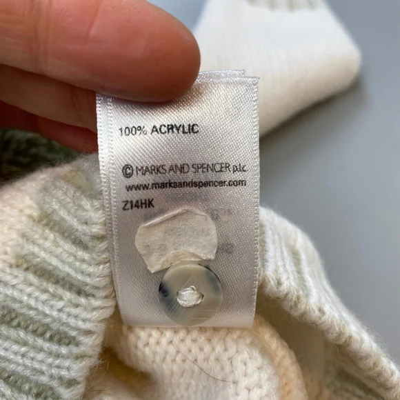 Baby Marks & Spencer Sweater 3-6 months Cream Green Sheep Knit Cottage Classic - Picture 8 of 11